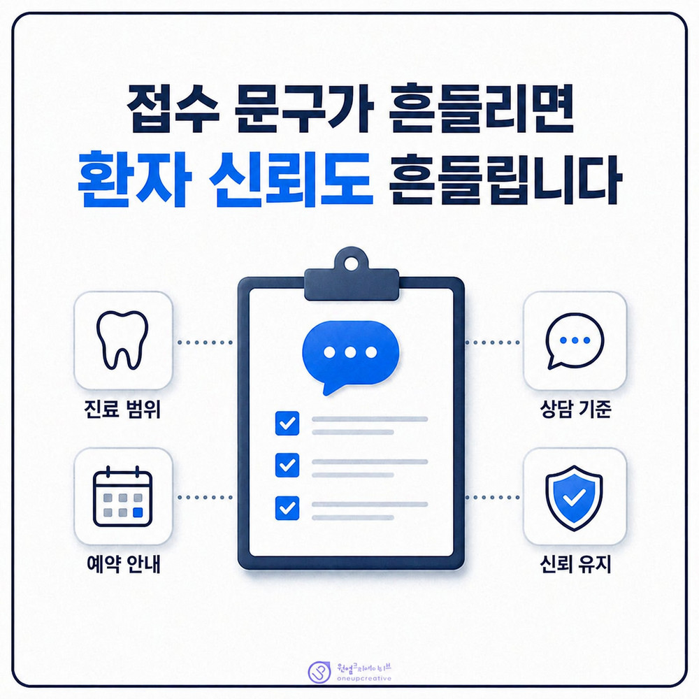접수실 소개문구를 정리하는 치과 마케팅 자료