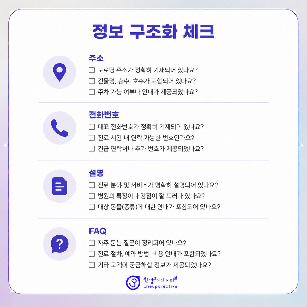 동물병원 홈페이지 정리 순서