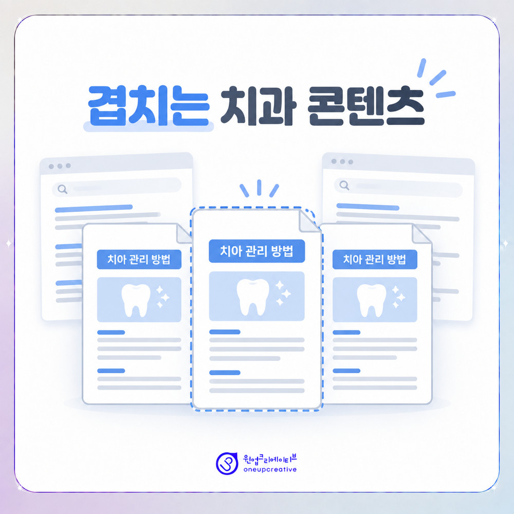 치과 콘텐츠 주제가 겹치는 원인을 정리한 이미지