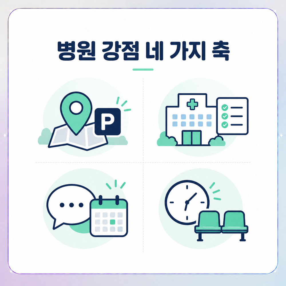 위치와 진료 구성 등 네 가지 축으로 나눈 병원 강점