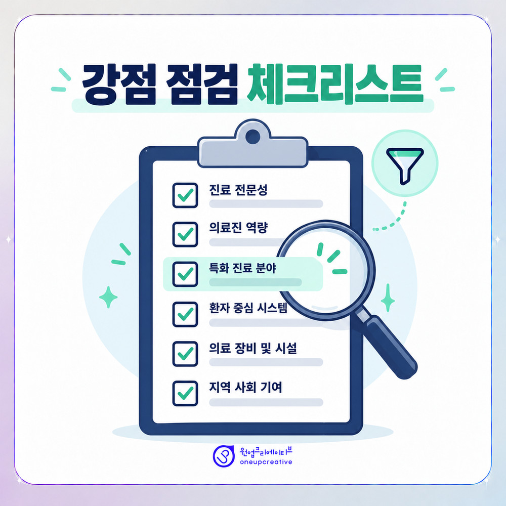 병원 강점 후보를 여섯 기준으로 검증하는 체크리스트